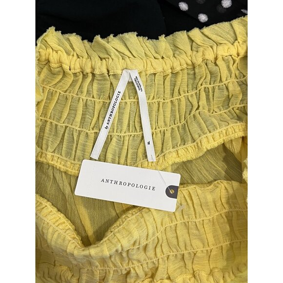 Anthropologie smocked gauze shorts XL yellow Pull On Cotton Elastic Waist NWT - Picture 7 of 14